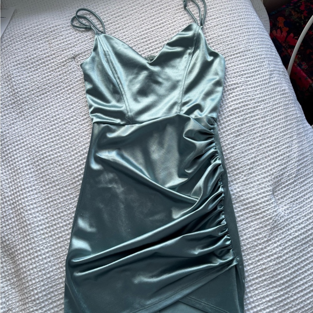 Elegant Satin Dress in Light Blue